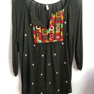 Black Shirt with Embroidery (Anthropologie, TINY)